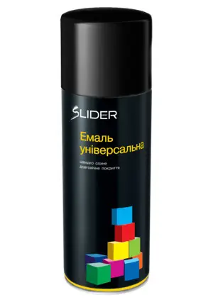 Емаль SLIDER color універсальна 9005 чорна глянцева, в аер. упаковці, 400 мл